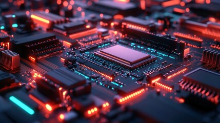 Obraz premium Close-up circuit board with processor