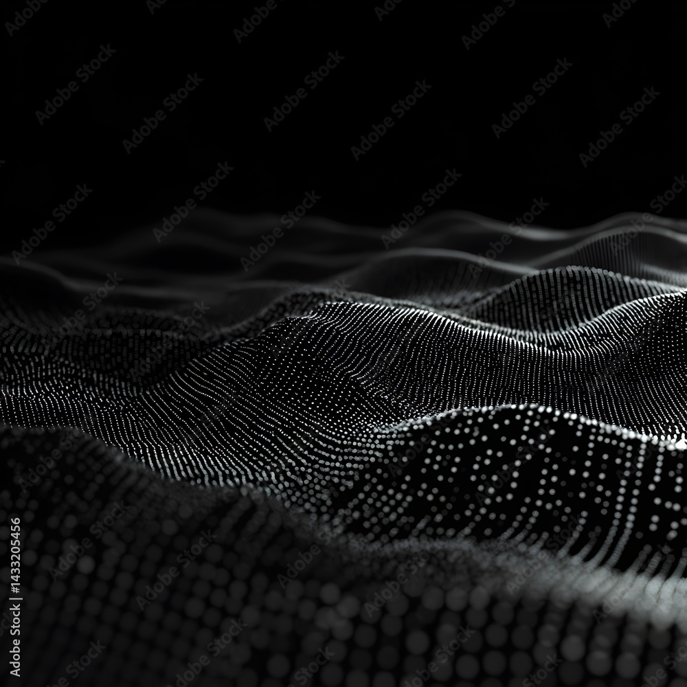 Poster abstract waves of pixels: a mesmerizing digital landscape unfolds, where countless pixels coalesce t