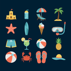 summer icons set
