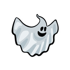 Cute ghost isolated, Vector Halloween concept, Cartoon Ghosts, Spooky vector, White ghost with black eyes, Cute ghost icon isolated. Vector illustration