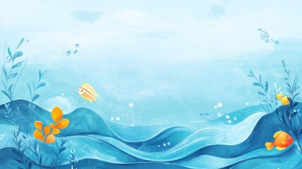 Underwater Paradise: Serene Ocean Waves, Colorful Fish, and Aquatic Plants