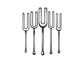 Tuning fork line art monochrome sketch
