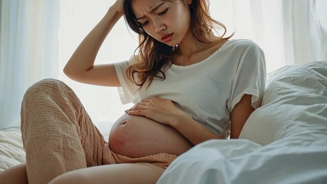 A Pregnant Woman Experiencing Discomfort: An evocative photograph captures a pregnant woman in a moment of distress.