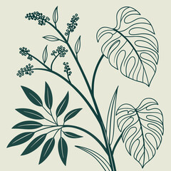 Flat vector Illustration of a foliage plant By