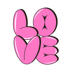 Cherry vibe Love sticker vector graphic, Cartoon Love bubbles word, romantic t-shirt print greeting card cover template design EPS 10