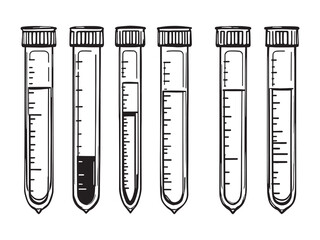 Blood collection tube line art minimalist healthcare sketch