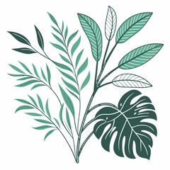 Fototapeta premium Flat vector Illustration of a foliage plant By