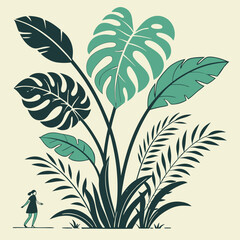 Fototapeta premium Flat vector Illustration of a foliage plant By