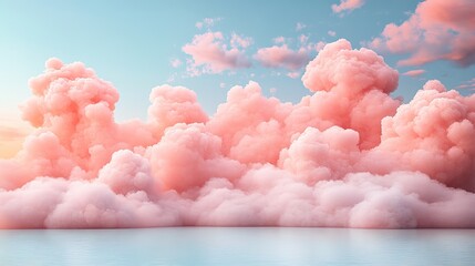 Pastel Pink Cloudscape Over Calm Water