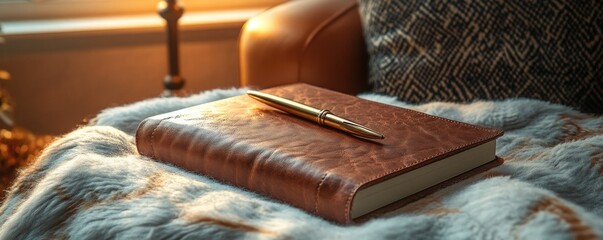 Cozy journal resting on a blanket
