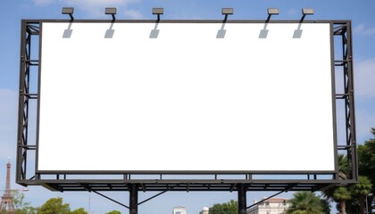 Obraz premium Blank billboard against a partly cloudy sky