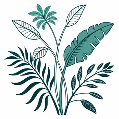 Flat vector Illustration of a foliage plant By