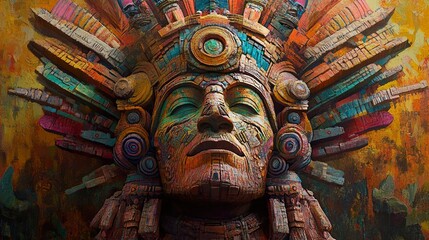 Obraz premium Ancient Mayan Deity Sculpture