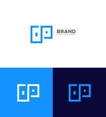 Fototapeta premium Modern Minimalist Blue Building Logo Design Template