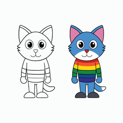 Funny Pride Cartoon Cat – Colorful LGBTQ+ Character Illustration. Playful Celebration of Love & Identity