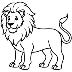 Minimalist Lion Line Art Vector