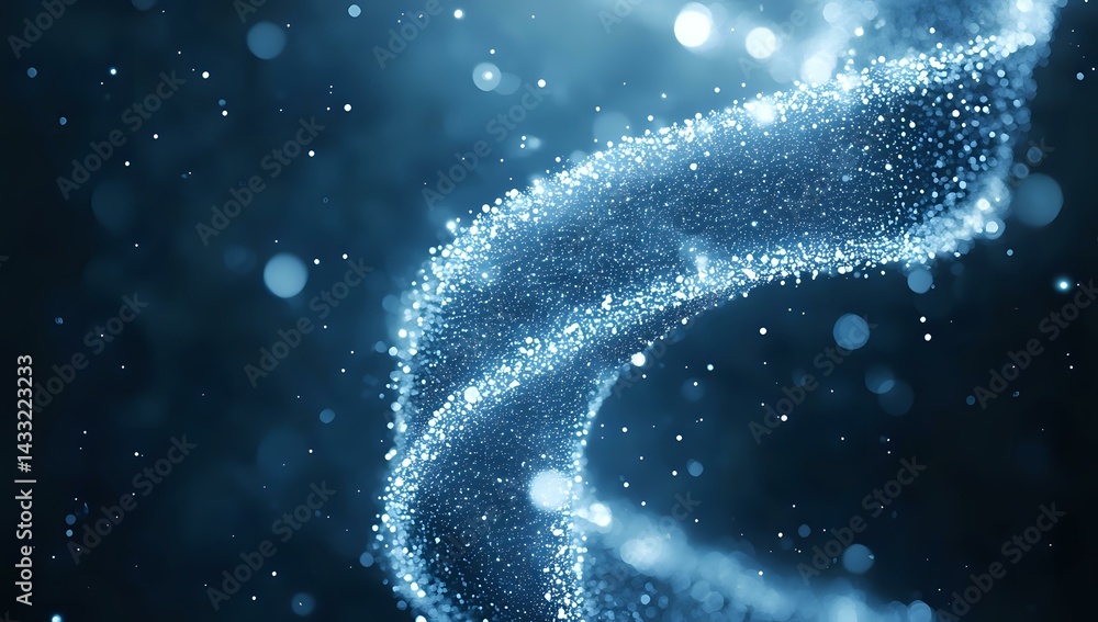 Aufkleber magical glowing particles forming a swirling trail against dark blue background with bokeh effect an