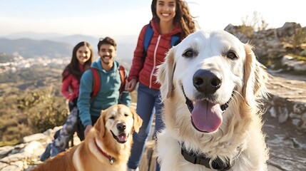 Outdoor adventure with dogs nature trail family scenic viewpoint joyful connection