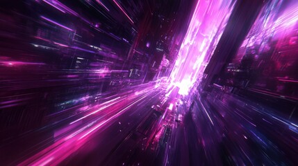 Obraz premium Fast moving futuristic city highway with streaking.