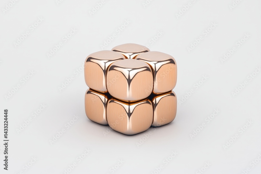 Poster tension and flow in abstract design of shiny cube arrangement