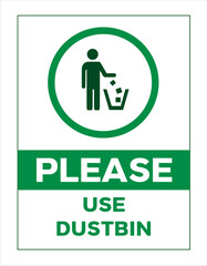 please use dustbin sign.