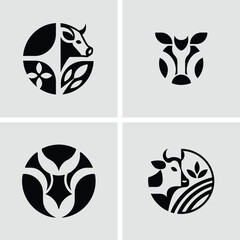 Unique Farm Animal Cow Logo Vector Design for Business Identity
