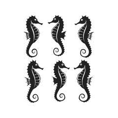 "Nautical Seahorse Vector Set Marine-Themed Graphics"

