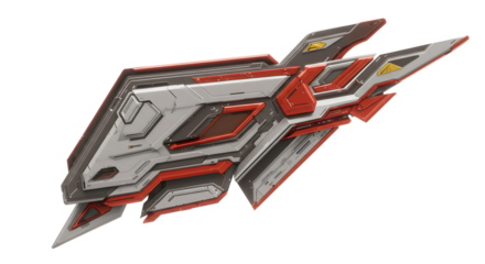 Futuristic Red and White Spaceship Design: Sci-Fi 3D Render