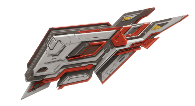 Futuristic Red and White Spaceship Design: Sci-Fi 3D Render