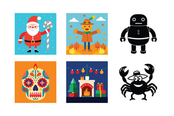 set of funny cartoon monsters