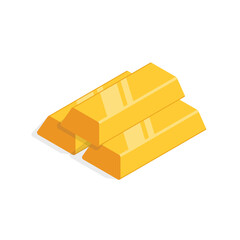 Gold bar stack icon in flat style. Golden ingot vector illustration on isolated background. Financial treasure sign business concept.