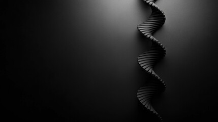 A 3D rendering of a spiral staircase against a black background.