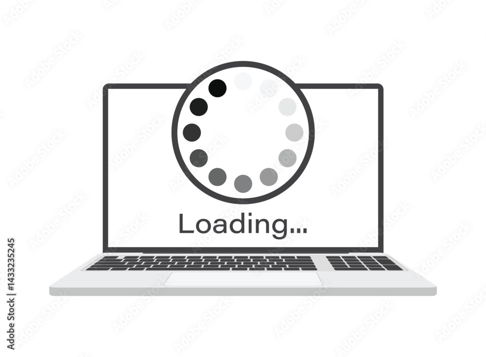 Poster laptop loading process icon in flat style. software update vector illustration on isolated backgroun