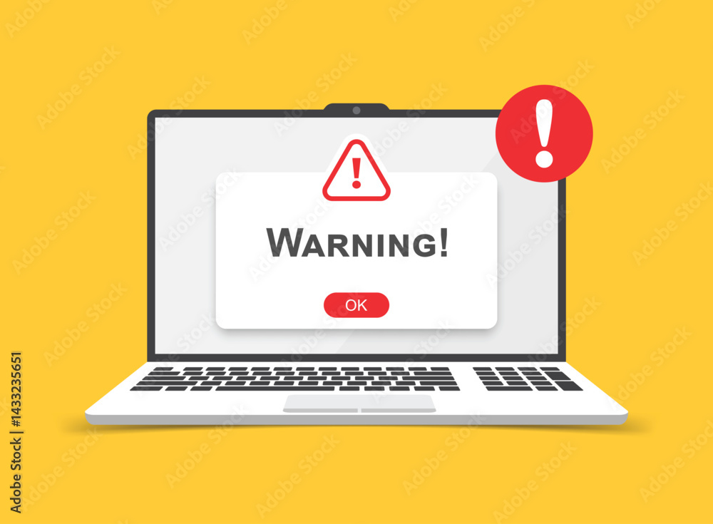 Poster laptop notification icon in flat style. computer vector illustration on isolated background. reminde
