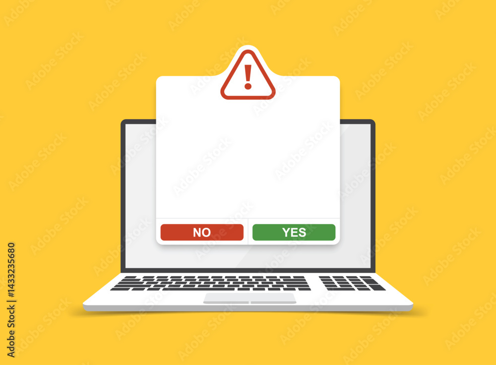 Poster laptop notification icon in flat style. computer vector illustration on isolated background. reminde