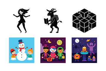 vector illustration of a group of people in various poses