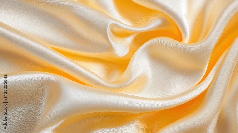 Poster a close-up image of a flowing, silky fabric with a subtle gradient of yellow and white.