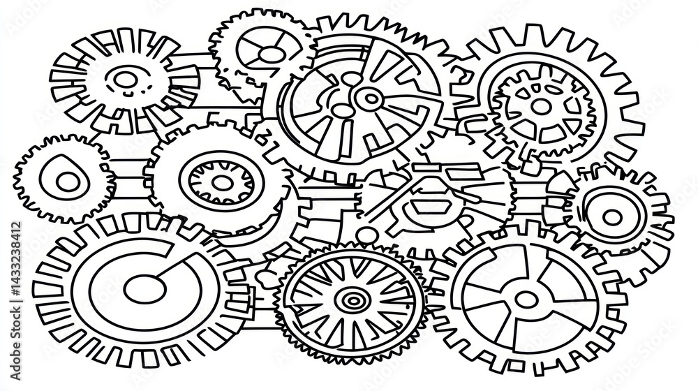 Poster interlocked gears in intricate mechanical system