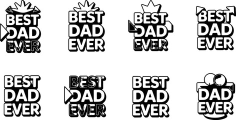 Vector collection of fathers day greeting designs with best dad ever message