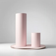 A delicate pink vase adorned with intricate patterns sits gracefully atop a sleek white table, casting soft shadows in the warm, ambient light.