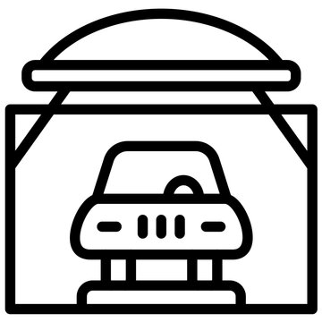 black car inside garage icon clip art preview