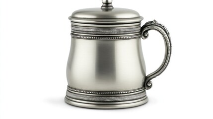 Polished pewter tankard with lid