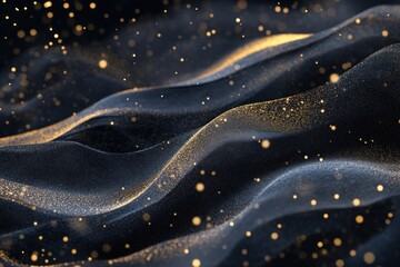 Abstract gold glitter on dark fabric