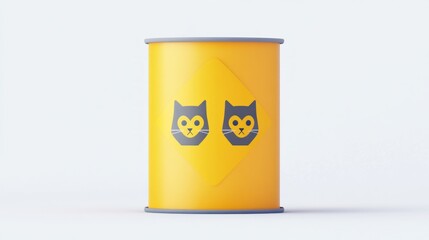 Yellow cat food can on white background