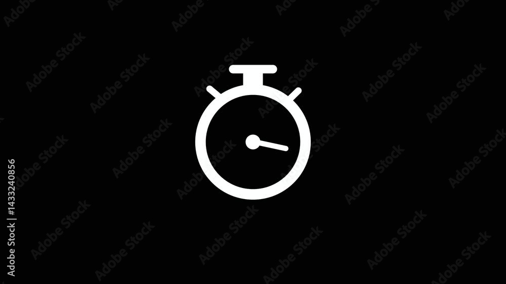Poster counting down stop watch clock isolated animation.