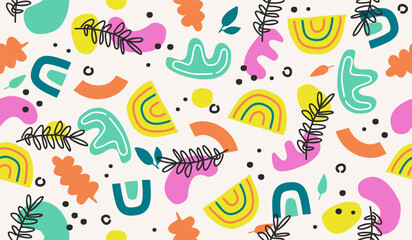 Colorful cute doodle pattern background vector design
