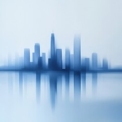 Obraz premium Blue city skyline silhouette reflection