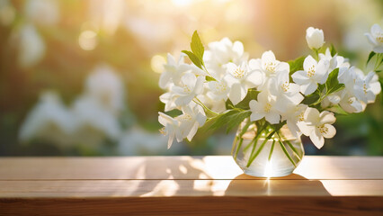 美しい白い花の飾られた食卓、リビングルーム