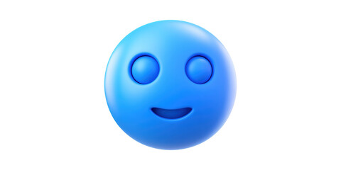 Fototapeta premium Blue Smiling Emoji Icon. Symbol Of Happiness And Digital Communication Isolated On Transparent Background