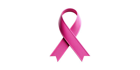 Pink Ribbon Symbolizing Breast Cancer Awareness. Promoting Health And Support Initiatives Isolated On Transparent Background